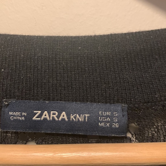 Black Zara Knit sweater with see through lace back and shoulders - Picture 2 of 3